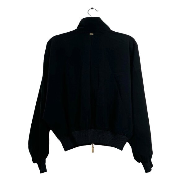 St. John Lightweight Bomber‎ Jacket Gold Tone Zip Black Sz P Yellow Label - riri - Picture 5 of 9